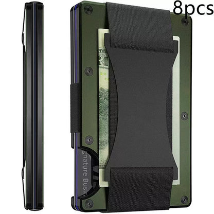 Metal carbon fiber wallet with RFID blocking technology in various colors