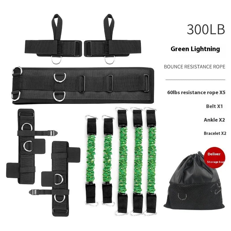 Fitness Bounce chest expander elastic belt with TPE tube in red, blue, black, and green resistance variants