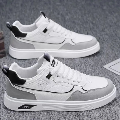 Low-top canvas board shoes in beige with mesh lining and leather stitching details on a solid background