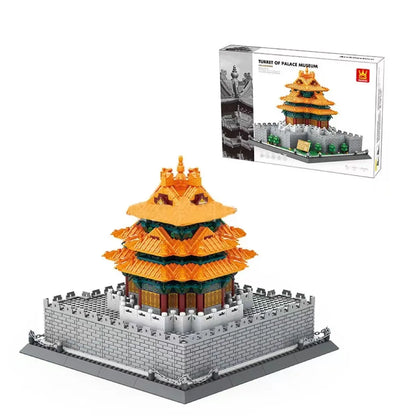 Wange building block set with 800+ ABS plastic pieces for constructing architectural landmark models