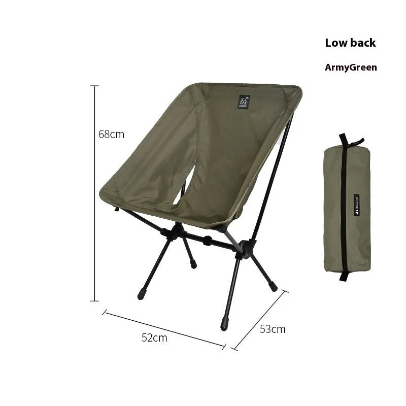 Aluminium alloy folding moon chair in outdoor setting with Oxford cloth seating and foldable frame