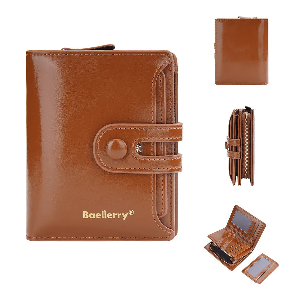 Women's PU leather card holder wallet in multiple colours showing compact design with card slots