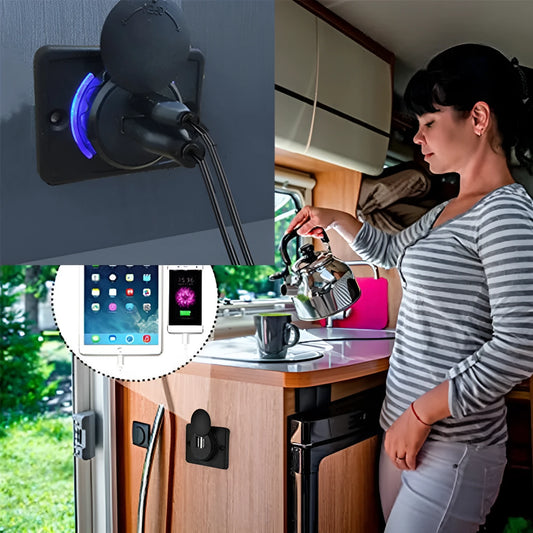 Black 12 volt car USB charger with 3.1A output for dashboard mounting