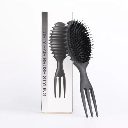 3-in-1 curl defining hair brush set with boar bristle comb and detangling brush