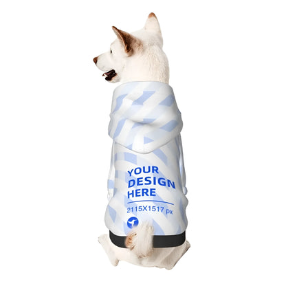 Black small pet hooded sweater with full-width single-sided print, polyester, sizes XS to XXL, for small dogs