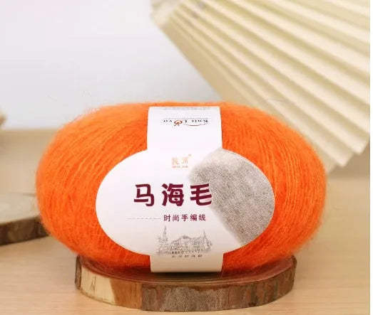 Mohair scarf DIY kit with wool ball and hand-weaving instructions for 180cm spring accessory