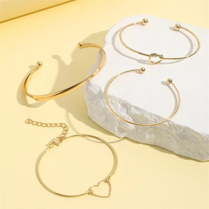 Vintage gold crystal heart letter love bangle bracelet set for women featuring four unique styles