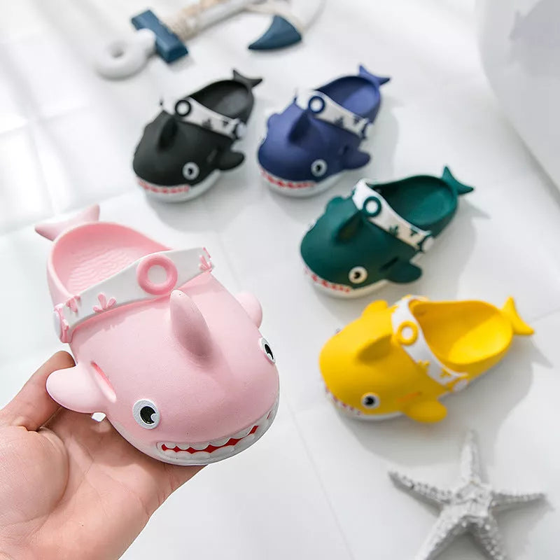 Kids Summer PVC Bathroom Slippers in yellow, green, blue, black, and pink