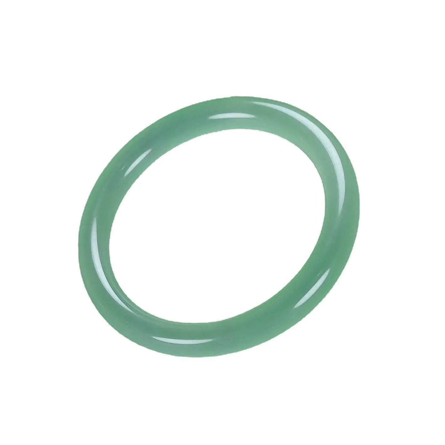 Jade bracelet with floating flower patterns and auspicious cloud motifs in green stone with polished finish