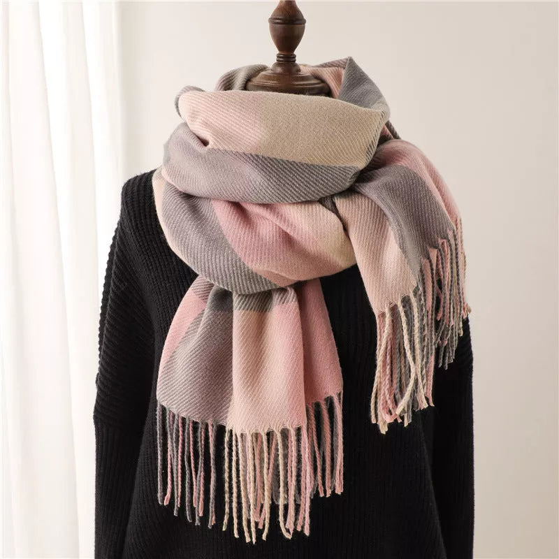 Thick Warm Outer Shawl Scarf in various colors with tassel detailing