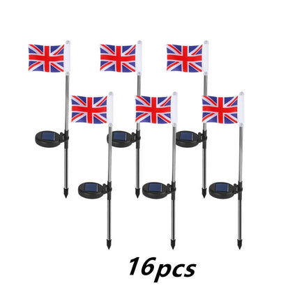 Solar LED flag light for garden decoration with American flag design on waterproof fabric