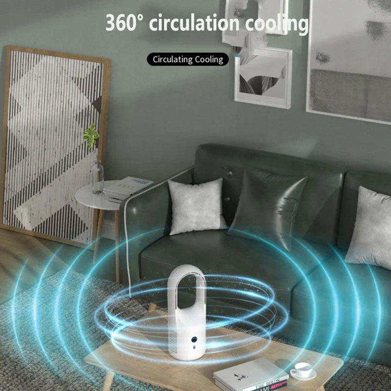 Whisper-quiet cordless desk fan with adjustable 6-speed settings, compact design, and rechargeable USB power