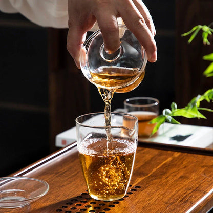 Pyrex Sancai Gaiwan Tea Cup - Elegant Heat-Resistant Glass Tea Cup for Connoisseurs