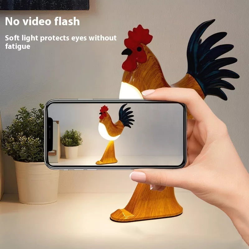 LED Rooster Night Light with touch control and sound, rechargeable, in various colors