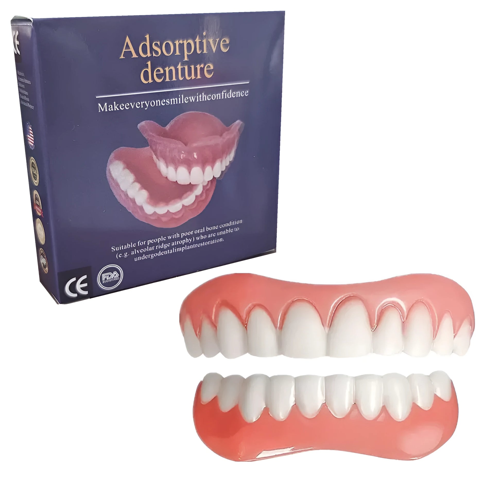 Silicone simulation smile dentures for dental training with upper and lower teeth colour differentiation