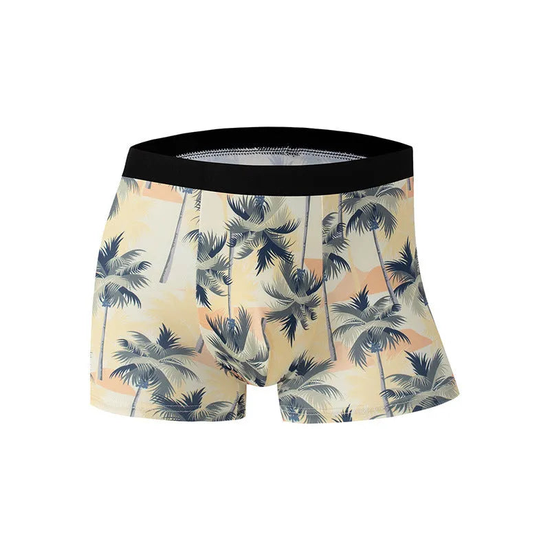 Men's ice silk underwear with fashion printing patterns in breathable polyester fabric