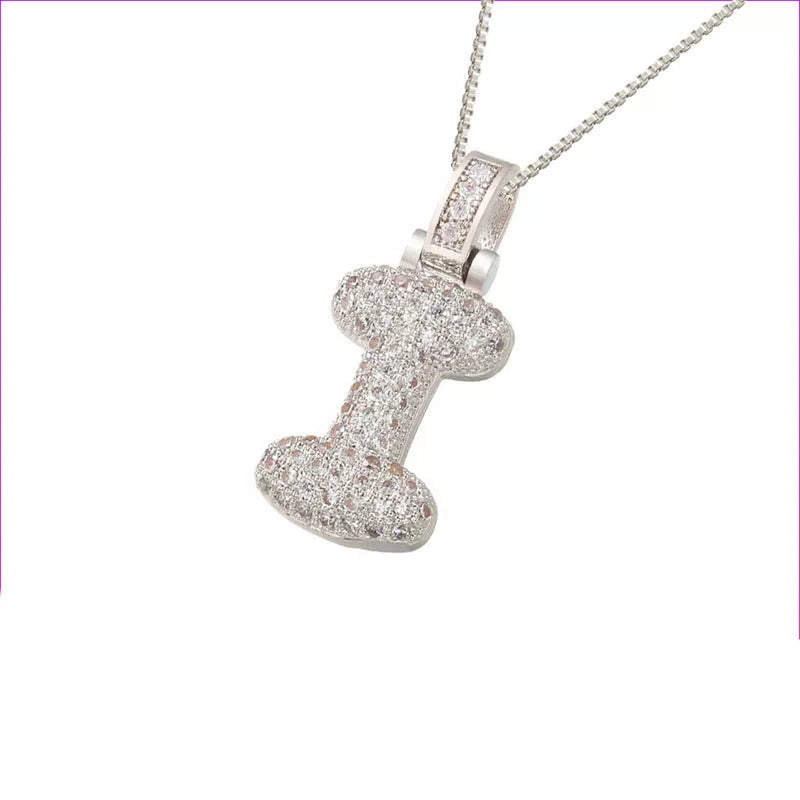 Copper Micro Inlaid Zircon Letter Pendant Necklace with customizable alphabet options