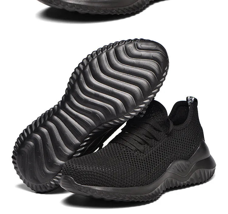 Steel toe cap safety shoes in black with EVA sole for shock absorption and anti-static features