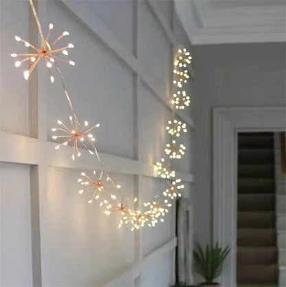 Dandelion LED solar fireworks lamp, 6.25m flower shape, 10 fireworks, 100 or 200 LED, warm white or colourful