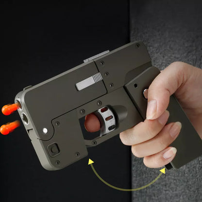 Folding pistol soft bullet toy gun designed like a mobile phone for safe kids play