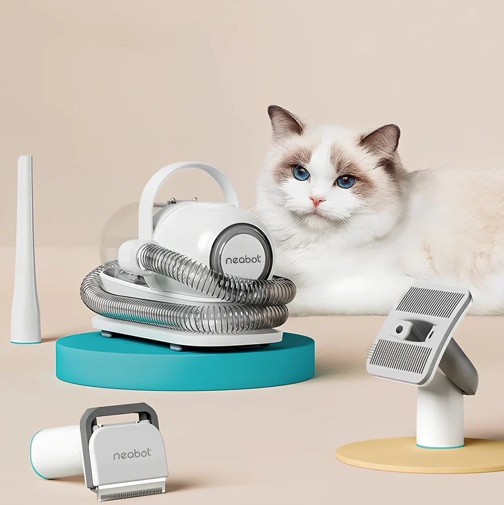 Pet grooming device with comb and shave functions, 290mm length with multiple attachments