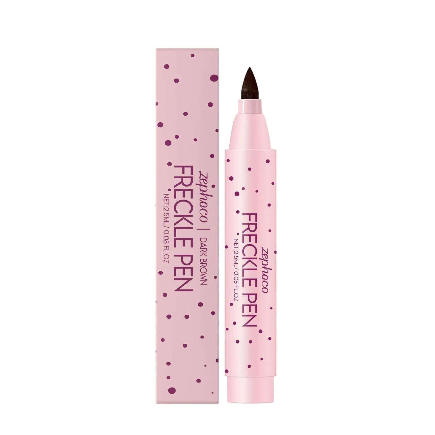 Freckle pen with dark brown and light brown shade options for creating natural-looking temporary freckles