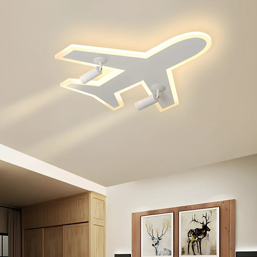 Modern minimalist LED ceiling lamp with acrylic diffuser and remote control for children's room lighting
