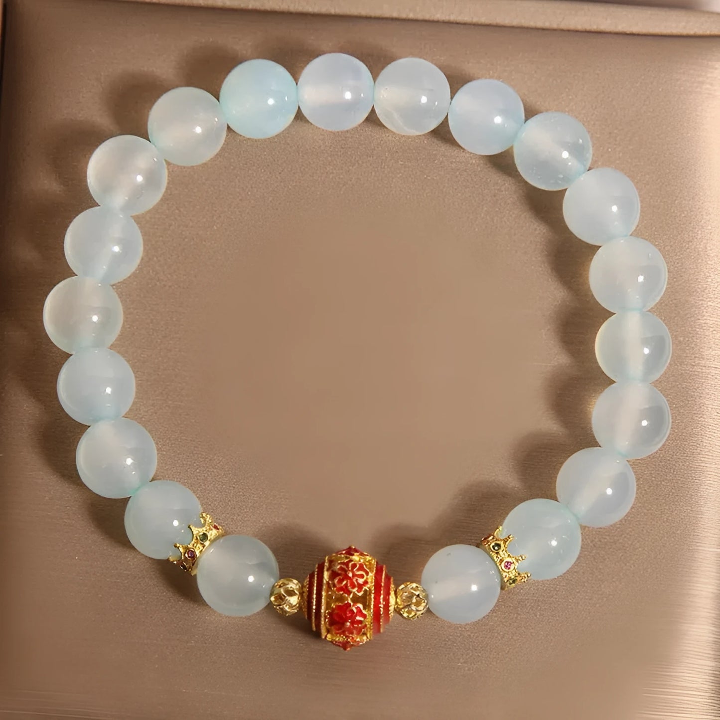 Blue agate and colourful crystal bead bracelet in Japanese Korean style for women