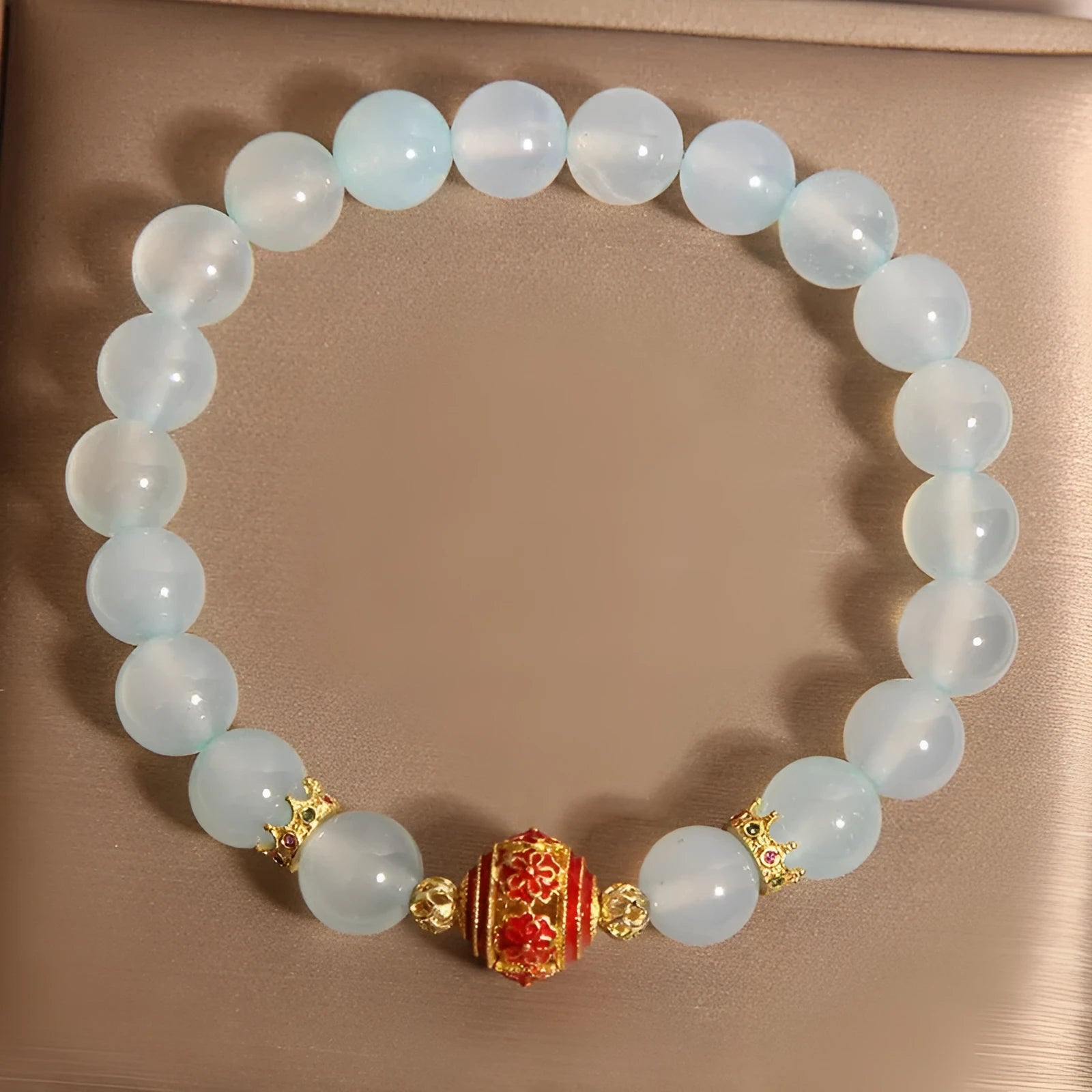 Blue agate and colourful crystal bead bracelet in Japanese Korean style for women