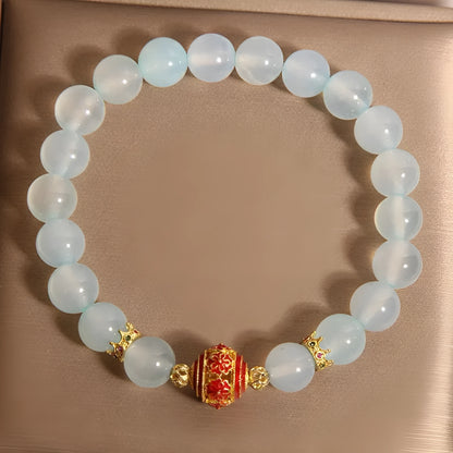 Blue agate and colourful crystal bead bracelet in Japanese Korean style for women