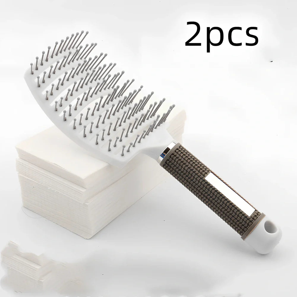 Large curved hairbrush with boar bristles showing 15cm width and natural bristle distribution