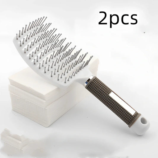 Large curved hairbrush with boar bristles showing 15cm width and natural bristle distribution