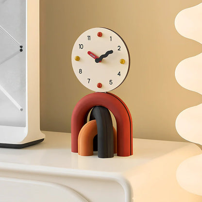 Minimalist tabletop clock with 14.7cm width and battery power in vibrant yellow colour