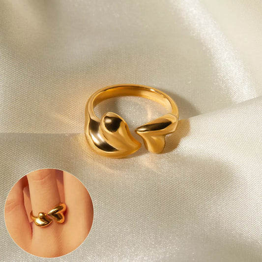 Stainless steel asymmetric heart shape open rings for women, color JDR2312012