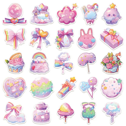 Cute candy small items decorative waterproof stickers in fresh colours, 4-7cm size, for hand account decoration