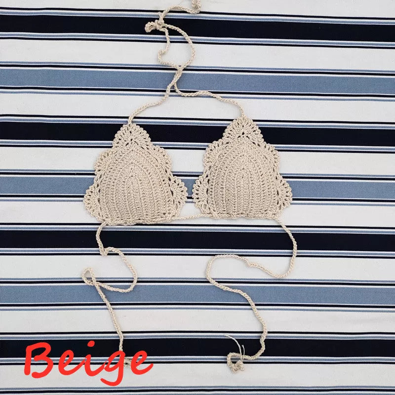 Handmade crochet bikini top with cotton lining in various colors