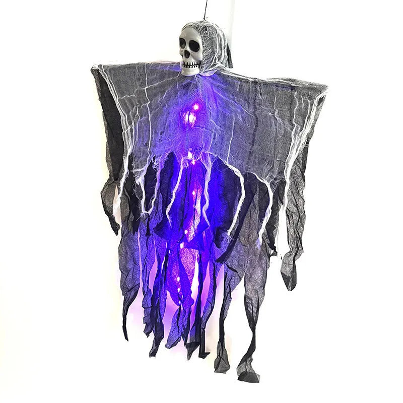 85cm Halloween hanging ghost skull skeleton prop in colour, purple, red, or warm colour for indoor outdoor yard party decoration