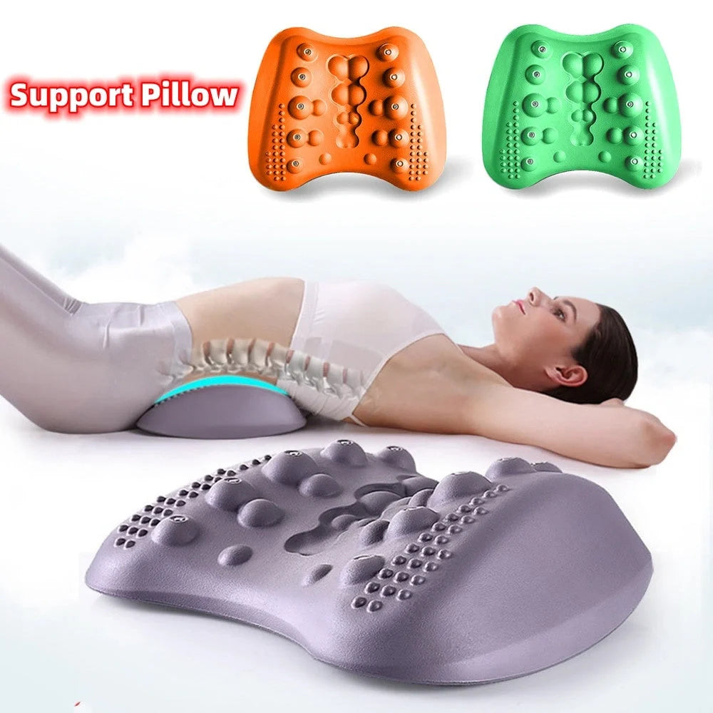 Butterfly-shaped lumbar support pillow with magnetic nodes for back pain relief
