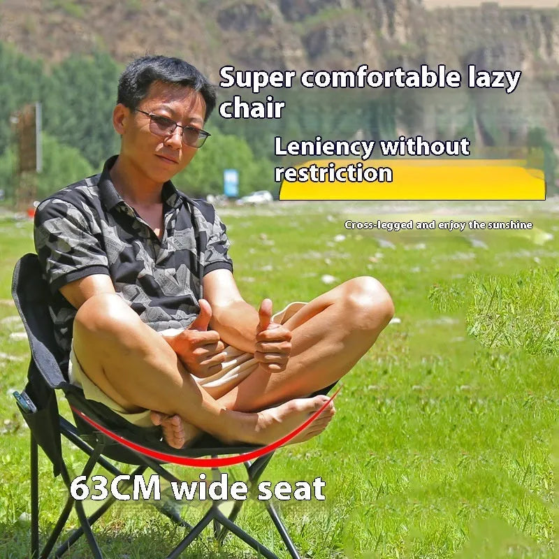 Folding Camping Chair Portable Recliner with Steel Frame and 600D Oxford Fabric, 45 x 45 x 66 cm Compact Size for Outdoor Beach Fishing and Casual Use, Available in Multiple Colours Including Khaki and Dark Green