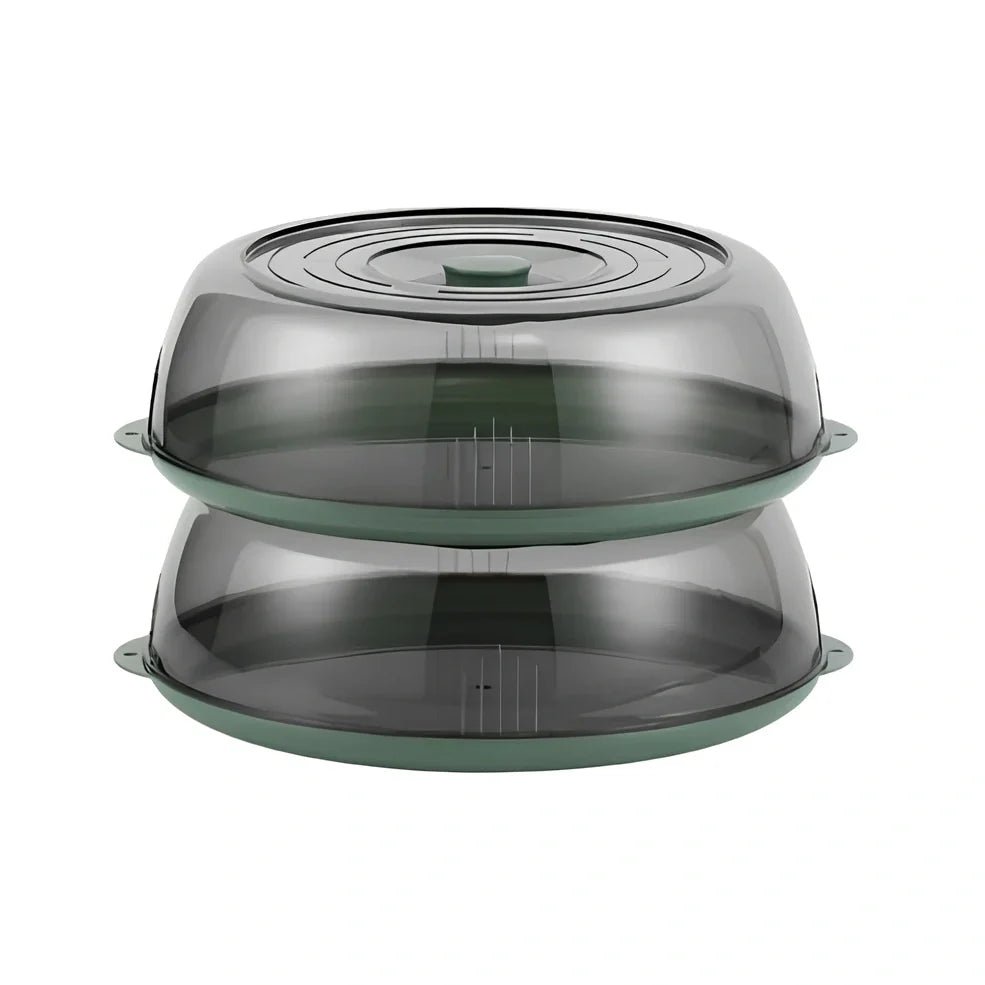 Green plastic Japanese-style food splatter lid sealing heat on 28cm pan, dustproof kitchen protector