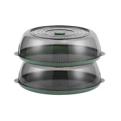 Green plastic Japanese-style food splatter lid sealing heat on 28cm pan, dustproof kitchen protector