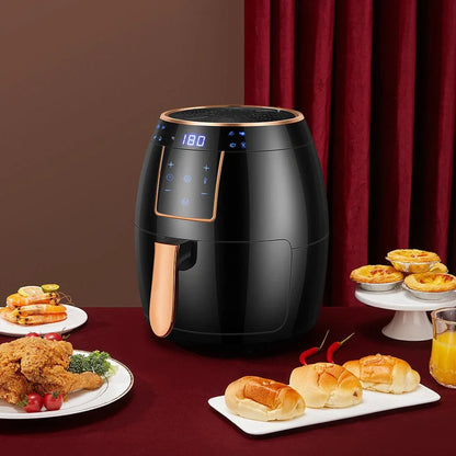 5.5L touch screen air fryer with metal body and LCD display for healthier frying