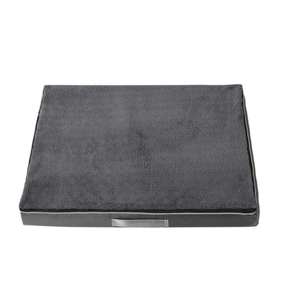 Removable and washable memory sponge dog mat in brown colour, showing 10cm thickness and size options for pet comfort