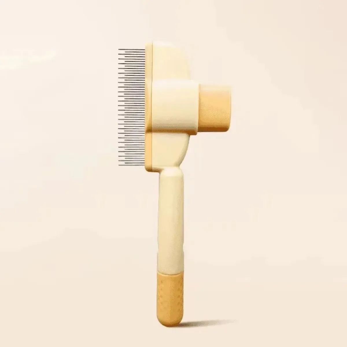 Green pet grooming brush with detachable hair collection tray and soft silicone handle