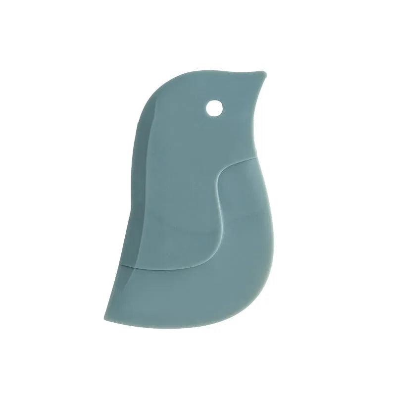 Penguin-shaped silicone kitchen scraper with soft blade for cleaning plates and pots