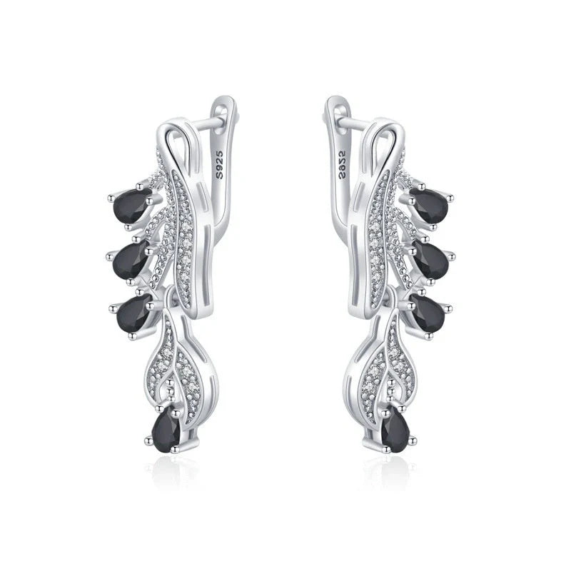Korean Style Drop-shaped Zircon Stud Earrings in Black - Elegant and Versatile