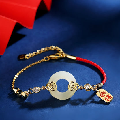 Chinese style Hetian jade and 925 sterling silver jewellery set with bracelet, necklace, and earrings.
