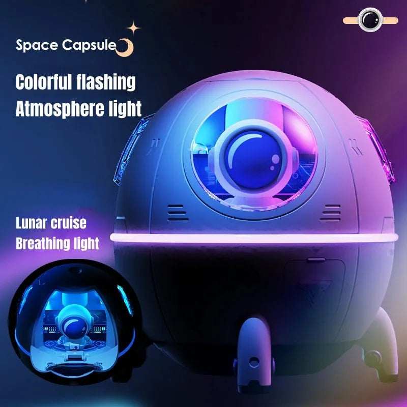 Astronaut-themed desktop USB humidifier with colourful LED lights and 220ml water tank