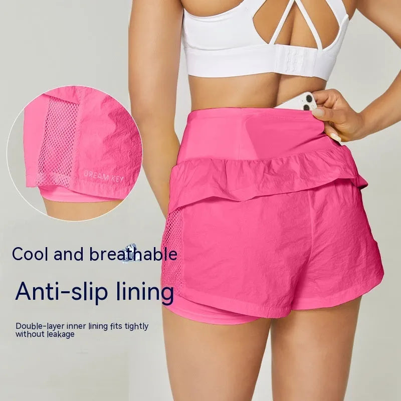 Women's cotton blend quick-drying sports shorts in loose casual fit for summer fitness activities