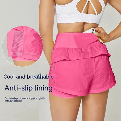 Women's cotton blend quick-drying sports shorts in loose casual fit for summer fitness activities